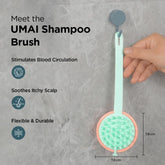 Umai Head Scalp Massager Shampoo Brush/Comb | Hair Massager for Hair Growth | Scalp Exfoliator for Dandruff Removal | Wet and Dry Haircare | Long and Soft Silicon Bristles (Pink-Blue,Pack of 2)